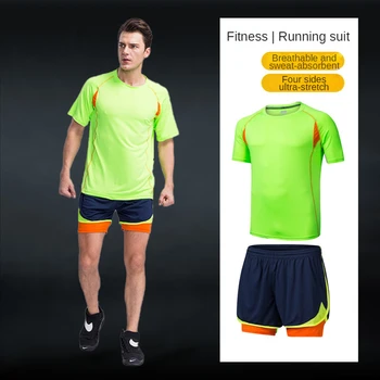 Pánske Beží Sady Letné Športové Gym Fitness Vyhovuje Rýchle Suché T-Shirts+Krátke Športové Oblečenie Cvičenie Školenia Športová Tepláková súprava