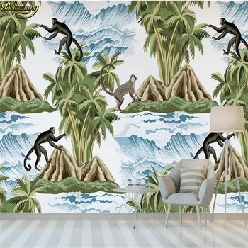 beibehang Vlastné Nordic minimalistický tropickom dažďovom pralese opice foto tapety na obývacia izba, spálňa pozadí 3D stenu papier