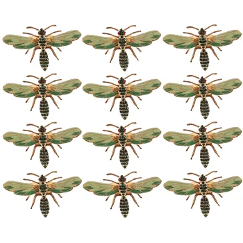 12Pcs Dragonfly Obrúsok Pracky Obrúsok Krúžok Zliatiny Zelená Hmyzu Dragonfly Drip Diamond Pracky Papierové Uteráky Obrúsok Držiteľ