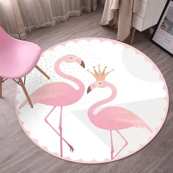 Cartoon Flamingo Tlač Kolo Koberec Obývacia Izba Anti-slip Koberce, Camping Piknik Mat Yoga Mat Deti Spálňa Decor Vonkajšie Koberec