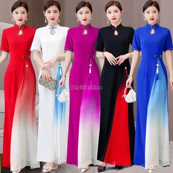 2024 čínsky cheongsam šaty žien elegantné party šaty ao dai vietnam tradičné denné qipao šaty žien cheongsam šaty