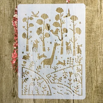 A4 29 * 21 cm lesov jeleň DIY Blany Nástenné Maľby Zápisník Sfarbenie Razba Album Dekoratívne Papiera Šablónu Karty