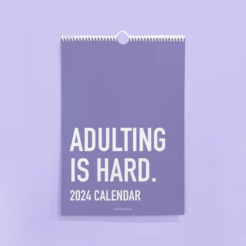 Adulting Je Ťažké 2024 Kalendár 12 Mesiacov Inšpiratívne Nástenný Kalendár S Dennou Mriežky Poznámka Podložky Prehodiť Mesačný Nástenný Kalendár