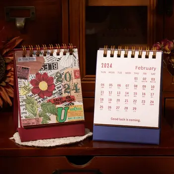 Snové 2024 Kalendár INY Style Mini Stolový Kalendár Stojí Flip Domov Novinka Dekor Denný Plán Planner Festival Dary