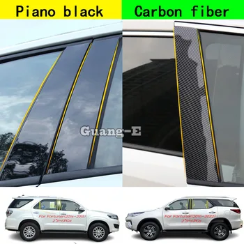 Pre Toyota Fortuner 2014 2015 2016 2017 2018-2022 Auto Materiálu PC Pilier Post Kryt Dvere, Okno Orezania Piano Black Liatie Nálepky