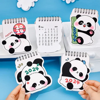Mini Panda Stolový Kalendár 2024 Cartoon Ploche Stolný Kalendár Dekorácie Študent Stôl Príslušenstvo Študent Kancelárske Potreby