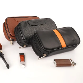 MUXIANG fajkárstva taška, malá taška zahrnuté, PU kožené crossbody taška, anti-zápach prenosné potrubie taška, cigarové príslušenstvo