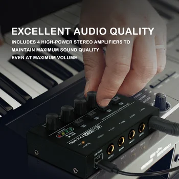 4 Kanály Audio Mixer Prenosná Ultra-Low-Noise Mixér Mini Stereo Mixer USB Audio Mixer pre Nahrávacie Štúdio, Biela