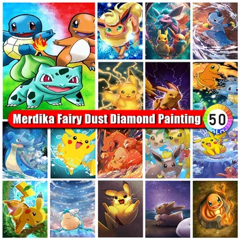 Merdika Víla Prachu Diamond Maľovanie Roztomilý Pikachu anime Mozaikové Umenie Cross Stitch Diamond Výšivky Pokemon Obrázok Deti Darček