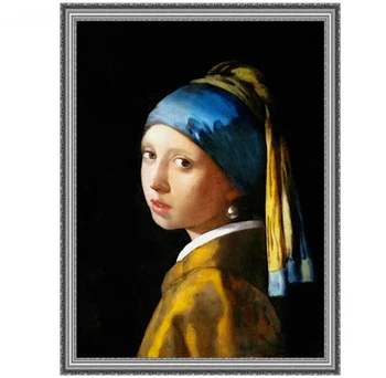 Dievča S Pearl Náušnice Bez Rámu Klasická Ručne Maľované Obrázok Maľovanie Olejomalieb Na Plátne, Maliarske Plátna Umeleckých Obrazov Na Stenu