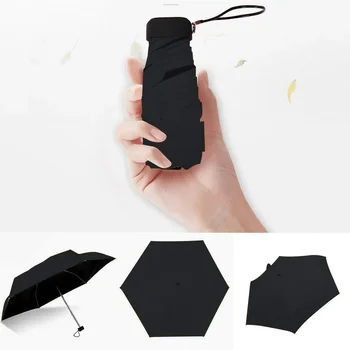 Ženy 5 Umbrella Pocket Ploché Ľahký Slnečník Násobne Parasol Skladací Mini Travel Ziskový