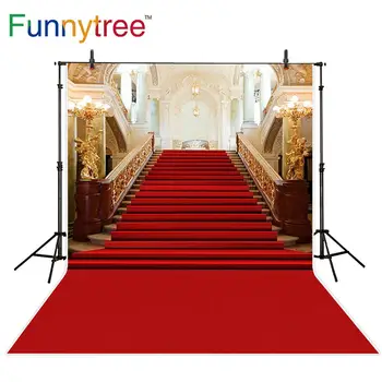 Funnytree svadobné pozadí fotografie klasické Hrad červený koberec vintage schodisko profesionálneho pozadia photobooth photo studio