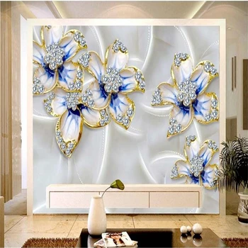 beibehang Vlastné fotografie na stenu papier Blue šperky kvety nástenná maľba wallpapaer roll spálňa 3d podlahy nástenná maľba tapety pre obývacia izba