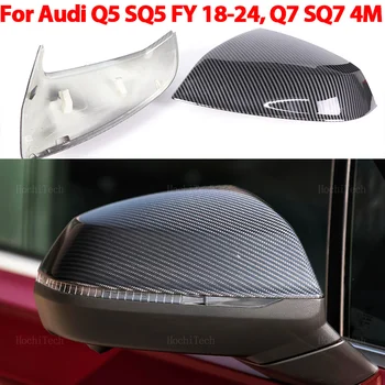Carbon Fiber Čierne Bočné Krídlo Spätné Zrkadlo Pokrytie Spp Pre Audi Q5 SQ5 FY 2018-2024， Q7 SQ7 4M 2016-2024