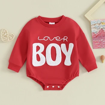Baby Boy Valentines Day Oblečenie Roztomilé Srdce, Mikiny Bublina Romper Valentines Day Batoľa Oblečenie