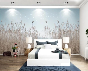 Vlastné nástenné 3d Обои nová Čínska Nordic minimalistický kvety a reed tapety osviežujúci posteli Hotel pozadí steny фотообои