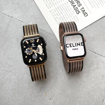 Kovový remienok pre Apple watch7 41 45 mm z nehrdzavejúcej ocele prekladané automatickej pracky oka popruh snap kovový náramok hodiniek band