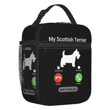 Môj Škótsky Teriér Volá Izolované Obed Tašky pre Ženy Scottie Psa Resuable Tepelnej Chladnejšie Bento Box Školy