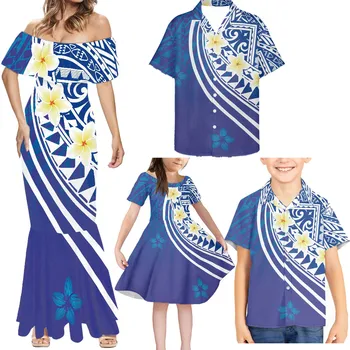HYCOOL Polynézskej Samoan Jeho A Jej Oblečenie Zodpovedajúce Pár Oblečenie 4pcs Rodiny Oblečenie Letné Mama A Syn Zodpovedajúce Oblečenie