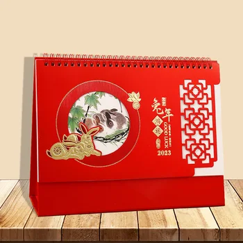 Výrobcovia V Roku 2023 Stolový Kalendár Podnik Mimoriadne Vydanie Veľkoobchod Poistenie Reklama Rok Králik Čína Červená Cale