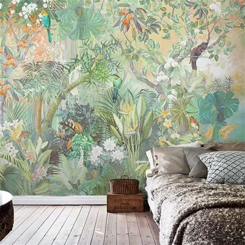 Vlastné Tropickom dažďovom pralese nástennú maľbu, tapety, obývacia izba gauč TV joj, 3D stena nálepky Juhovýchodnej Ázie Zelená rastlina tapety
