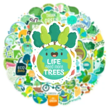 50Pcs Zelená Rastlina Životného prostredia Zeme Nálepky Ochrany životného Prostredia, Samolepky, Laptop Prilba Bicykel Skateboard Deti Darček