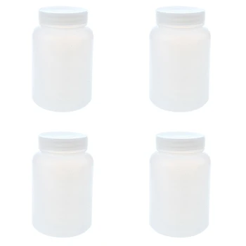 4X Laboratórne Chemické Skladovanie Prípade Biele Plastové Widemouth Fľaša 500 ml