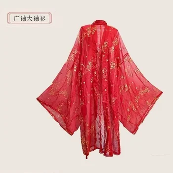 2023 Hanfu Kabát Black Red Hanfu Cardigan Ženy Kostým Čínsky Kabát Cosplay Kostýmy Hanfu Šifón Starovekej Čínskej Cardigan