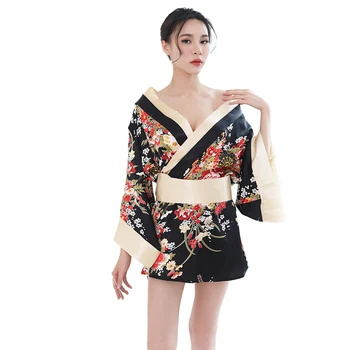 Japonský Kvetinový Sexy Kimono Sexy spodnú Bielizeň Zvodné Župan Vášeň Nightdress Pyžamo Kúzlo Kostýmy Úlohu Žien Hrať Župan
