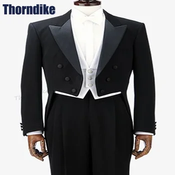 Thorndike Novej talianskej Tailcoat Dizajn Muži Obleky pre Svadbu, Ples Elegantné Terno Masculino Kompletné 3 Kusy Ženích Dlho Tuxedos