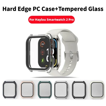 Pevný Okraj PC Prípade Haylou Smartwatch 2 Pro Úplné Pokrytie Nárazníka Screen Protector Tvrdeného Skla Pre Haylou Smartwatch 2Pro Shell