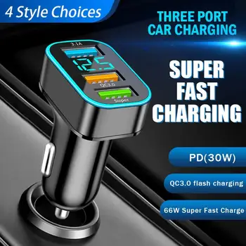60W Super Rýchle Auto Nabíjačku Typ C PD 3 Rýchle Nabíjanie USB Adaptér Pre IPhone Oneplus OPPO Mini Auto Príslušenstvo