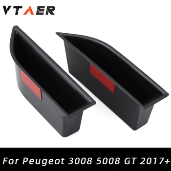 Peugeot 3008 5008 GT 2017-2021 Auto Príslušenstvo Čierna Predné Dvere Bočné Vnútorné Rukavice Box Úložný Organizátor Zásobník 2 ks Držiakov