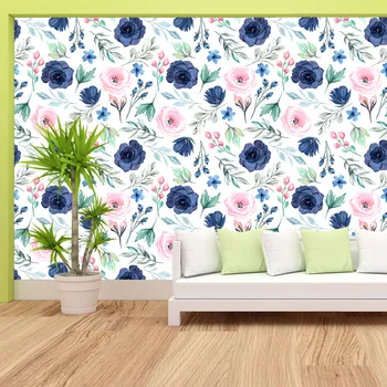 Vymeniteľné Vlastné Samolepiace Voliteľné Tapety na Steny v Obývacej Izbe Panel Papier Domova Pokrýva Modré Ruže Kvetinový nástenné Maľby