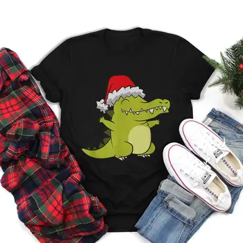 Aligátor S Santa Klobúk Krokodíla Vianočné Alligator T-Tričko, tričko unisex.. 