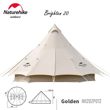 Naturehike Brighten20 Camping Stan 4~8 Osobu 20㎡ Veľkej Pyramídy Bavlnenej Látky Stan Vonkajšie Vetru Stan Rodiny Slnko Útulku