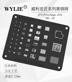 Wylie WL-14 BGA Reballing Šablóny pre iphone 14 Pro Max Mini 13 12 11 5 6 6 6sp 7 8 8P Plus X XS XR CPU RAM PCIE Nand U2 Čip