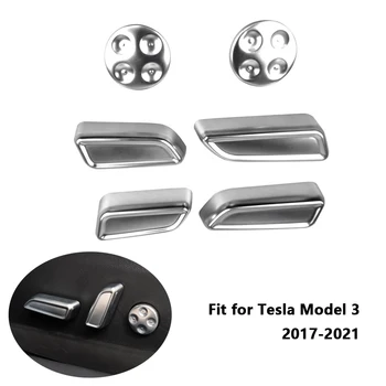 6Pcs ABS Auto Sedadla Tlačidlo Spínača Kryt Gombík Výbava Chrome Dekorácie Kryt Pre Tesla Model 3 2017 2018 2019 2020 2021