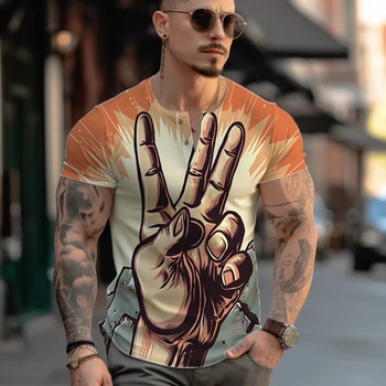 Cool Gesto 3D Vytlačené T -shirts Letné Voľné Bežné T -shirt Mužov Veľké Veľkosti Street-Krátke rukávy T -shirt Oblečenie