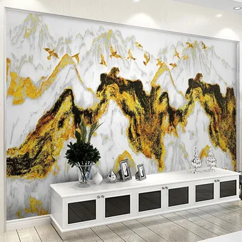 Vlastné Nástenné Tapety Čínsky Štýl 3D Abstraktné Zlaté Horskej Krajiny Nástenné Maľby Obývacia Izba Štúdia Domova Tapety