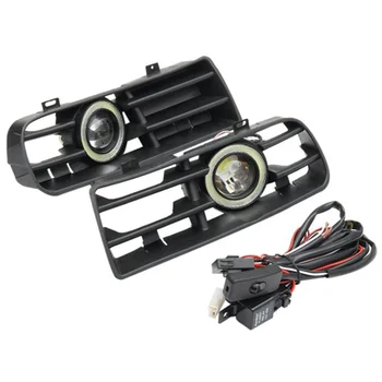 1 Sada LED Hmlové Svetlá Angel Eyes Lampa Auto Predný Nárazník Mriežka Gril Kryt s Drôtený Držiak pre VW Golf MK4