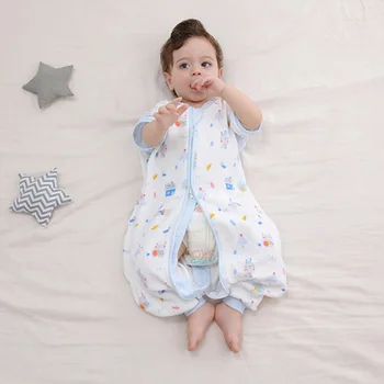 Dieťa gázy split-nohu spací vak tenké dieťa anti-kop deka klimatizácia dieťa z jedného kusu s odnímateľnými rukávmi