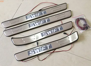 Pre Suzuki Swift 2005-2015 nehrdzavejúcej ocele, LED Prah Stráže doska Vitajte pedál Anti-scratch Ochranu auto príslušenstvo