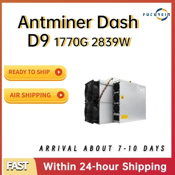 Antminer D9 Bitmain ťažba X11 Dash algoritmus s maximálnou hashrate z 1.77 Th/s pre spotrebu energie 2839W