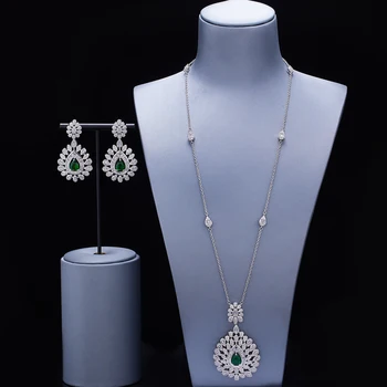 Elegantné Ženy, Svadobné Šperky Afriky CZ Kryštálmi Leaf Drop Svadobný Náhrdelník Náramok a Náušnice, Šperky Sady