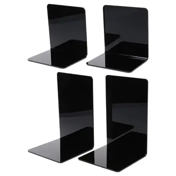 2 ks Čierny Akryl Bookends L-tvaru Stôl Ploche Knihy Držiteľ Škola S