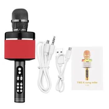 Bezdrôtové BT Karaoke Mikrofón Prenosný Ručný Mikrofón Reproduktor Stroj 1800mAh Dobíjacie Reproduktor pre vnútorné Strany Spev