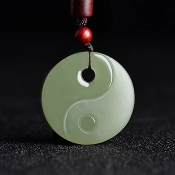 Taoistická Dodávky Zemného Hetian Handcarved Eightdiagram Taktiky Green Jade prívesok náhrdelník Jedinečný Dizajn, Šperky, Doplnky