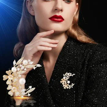 Brošňa Pin Šperky Nové Módne Imitácia Perly Drahokamu Crystal Kvet Brošňa pre Ženy, Svadobné Svadobné Party Dekor Kytice