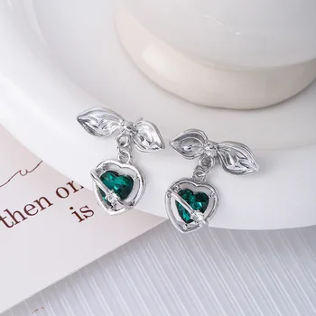 New Emerald Srdce Stud Ženy Náušnice Európsky Štýl Šperky, Kovové Klapky Náušnice Darček E2768